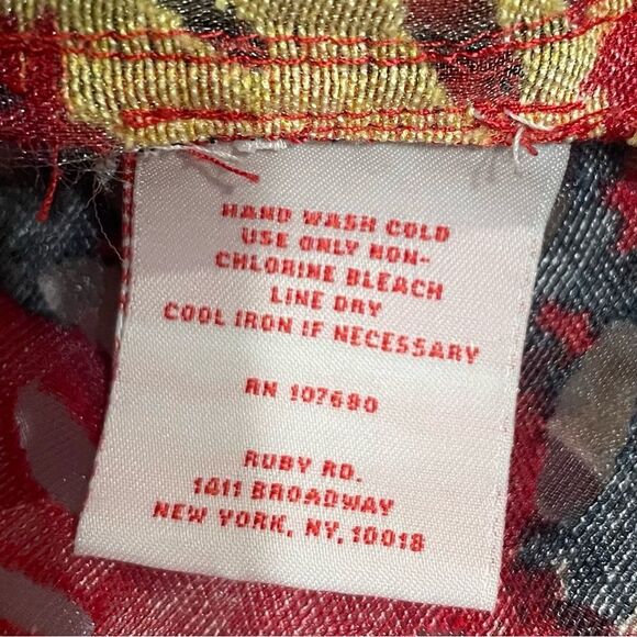 Red with Bright Floral Print Lightweight Long Sleeve Jacket Cardigan Size 14 - Picture 7 of 8